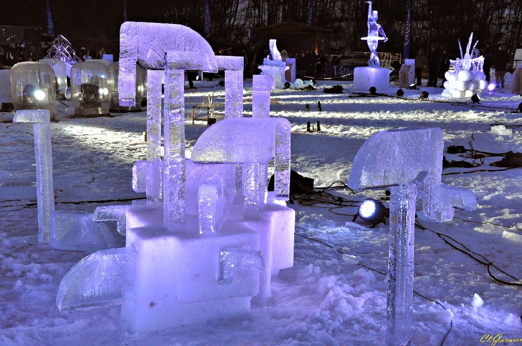 1501291_Flamants_Roses.JPG - Flamants Roses - Sculpture sur Glace - Valloire 2015